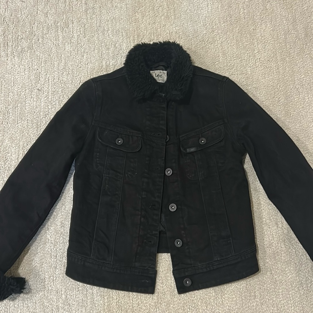 Lee Europe Black Jean Jacket with faux fur collar
